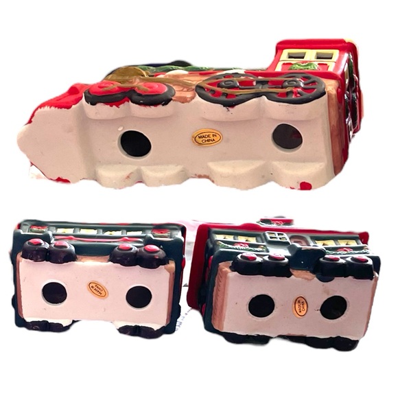 3 Piece Set Mini Porcelain Christmas Train Old Fashioned Locomotive - Picture 6 of 6